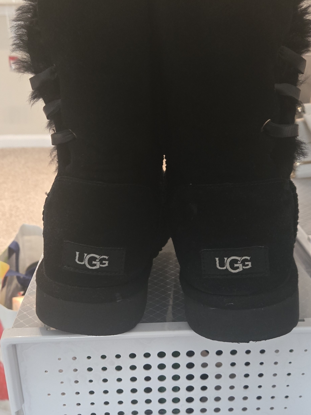 UGG Black Sheepskin Bow Back Classic Boots